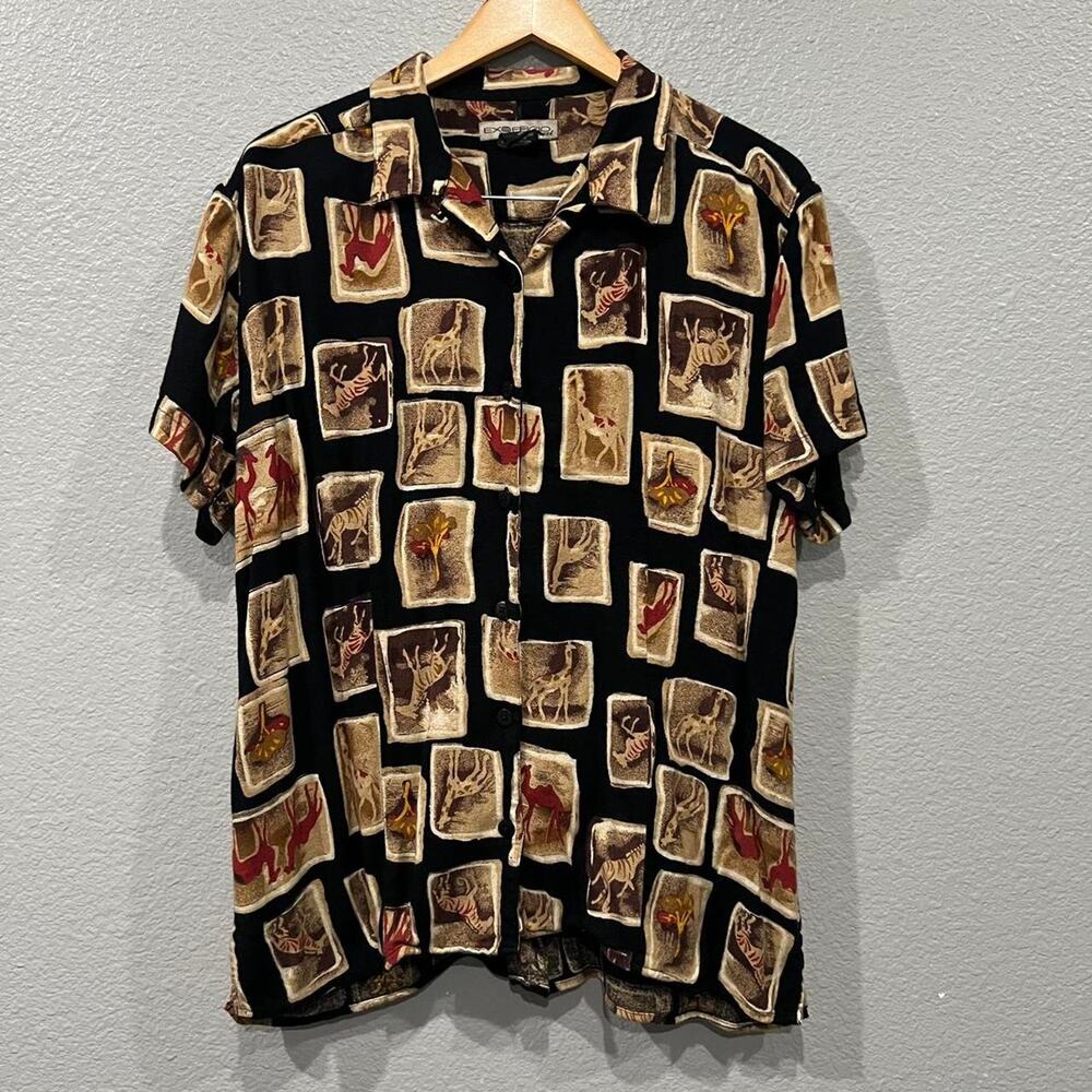 ExOfficio Vintage 90 Button Up Shirt | Wildlife Print | L
